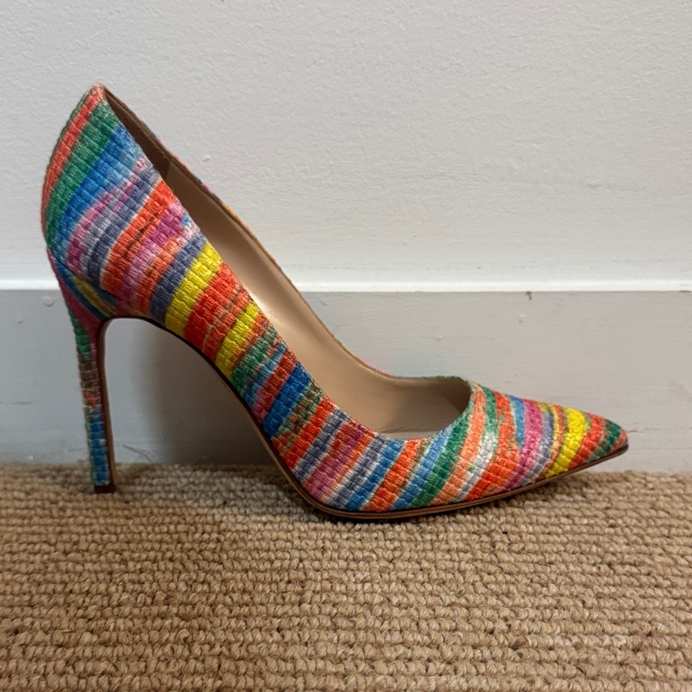 Manolo Blahnik Multicolor Striped Heels